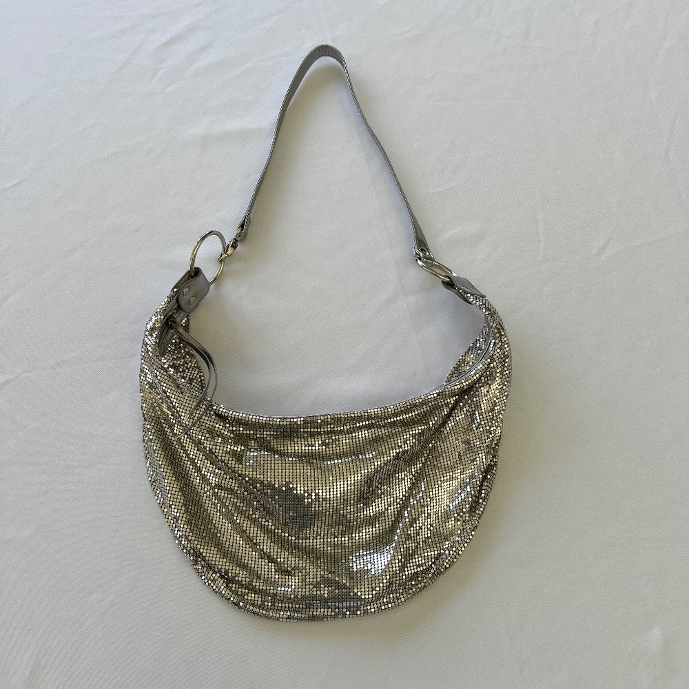 BEBE Silver Metal Mesh Shoulder Bag
